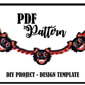 Halloween Decoration, Halloween Pattern, DIY Craft, Halloween Garland, PDF Pattern, Felt Garland, Vintage Halloween, Felt, Banner, Felt PDF