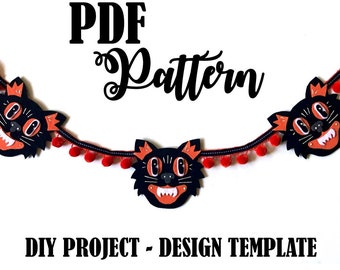 Halloween Decoration, Halloween Pattern, DIY Craft, Halloween Garland, PDF Pattern, Felt Garland, Vintage Halloween, Felt, Banner, Felt PDF