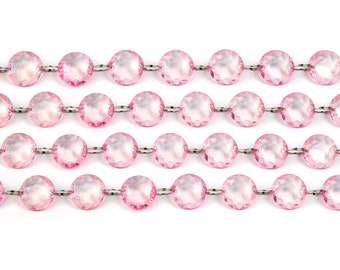 Crystal garland, Light Pink Bead, 1 meter, Garland of Light Pink Acrylic Bead