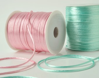 サテンラテイルコード（色は複数） - 2 mm、マクラメ用サテンコード、ジュエリー、装飾、クラフト用品サテンコード、卸売り可能