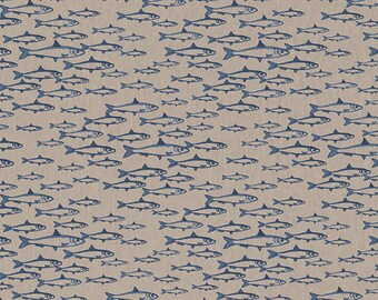Blue Fish Fabric by yard/meter Medium-heavy weight fabric, suitable for cushion covers, light curtains, crafts, skirts,wedding