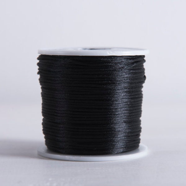 Black Satin rat tail cord in several colors - 2mm, Satin cord, Jewelry, decorations, Craft supplies satin cord, 10 m - 10,93 Yards