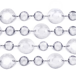 Guirlande de cristal, Perle transparente, 1 mètre, Guirlande de perle acrylique transparente image 1