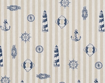 Nautical Fabric by yard/meter Medium-heavy weight fabric, suitable for cushion covers, light curtains, crafts, skirts,wedding
