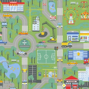 CAR ROADMAP-stof, per meter, kaartenstof, bekledingsstof, woondecoratie, ambachtelijk katoen, pastelthema, stoffen op maat gesneden, doe-het-zelfprojecten
