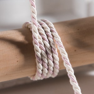 Ivory Cotton Rope 7mm. Macrame Braided Cord Accessories. 