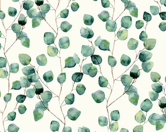 Eucalyptus Fabric by the Meter - Nature Theme Craft Cotton for Upholstery, Home Decor, and DIY Projects - Fabrics per Yard