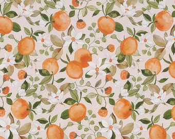 Orange fabric, per meter,  poplin fabric, Craft cotton, oranges Theme, fabrics per yard, DIY projects