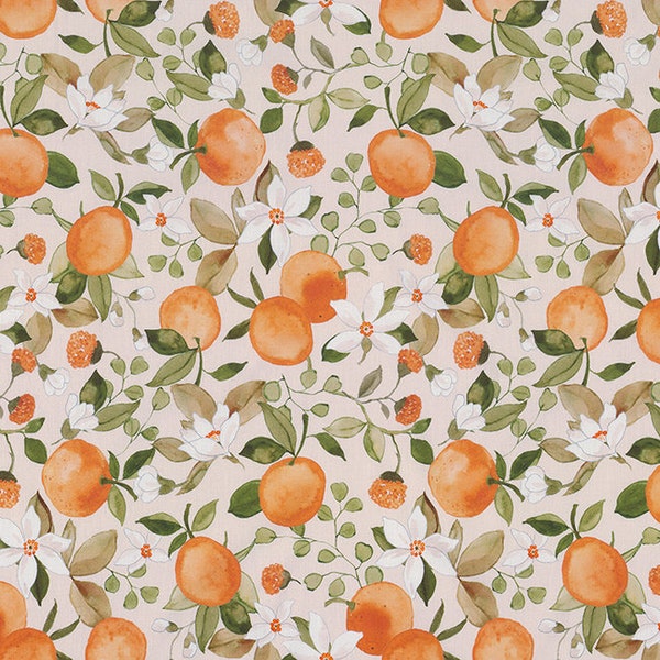 Orange fabric, per meter,  poplin fabric, Craft cotton, oranges Theme, fabrics per yard, DIY projects