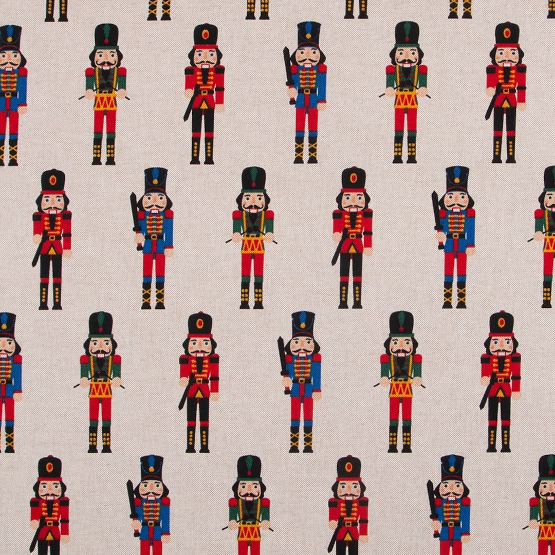 Christmas Nutcrackers Fabric, Christmas Fabric, Home Decor Fabric, Linenlook Fabric, Fabric by