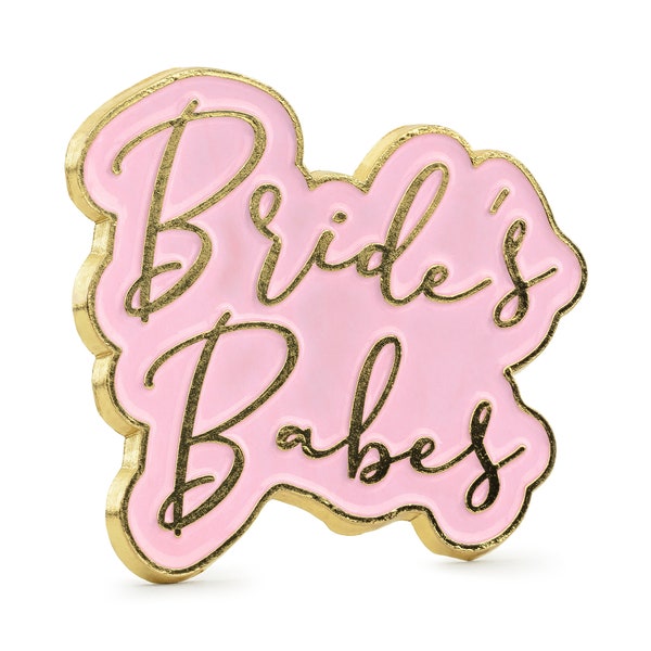 Gold Pink Brides Babes Enamel Pin Badge, Hen Party Badges, Hen Party Favours, Bridal Shower Favor Pins, Bachelorette Party Favors