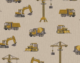 Construction Machines fabric, construction toys fabric per meter, Craft cotton, Excavator fabric, Construction Theme, fabrics per yard