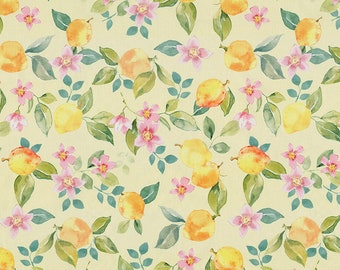 Lemon fabric, per meter,  poplin fabric, Craft cotton, Lemons Theme, fabrics per yard, DIY projects