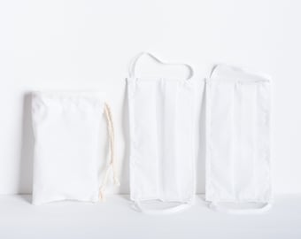 Set of 2 Face masks with Bag | Face mask Washable | Protective Face Mask - Washable & Reusable | Plain Face Mask | Kids and Adult Size