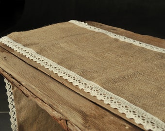 Burlap Runner Burlap Table Runner Wedding Runner Rustic Wedding Decor Burlap Wedding Rustic Runner Lace Trim Shabby Chic Natural Burlap