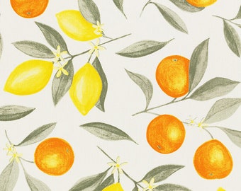 Lemon and oranges Fabric, Fabric by the Yard, Kitchen Fabric by the Yard, Lemon Fabric, Home Decoration Fabric, Fresh Fabric
