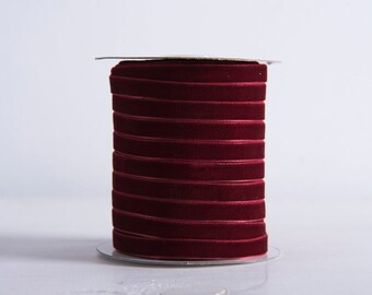 Burgundy Velvet Ribbon, Velvet Ribbon By The Yard, Single-Face Velvet Ribbon, velvet ribbon trim,
