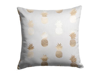 Gold Pineapple Pillow Covers, Hawaiian Pillow Cover, Tropical Pillow, Decorative Pillow