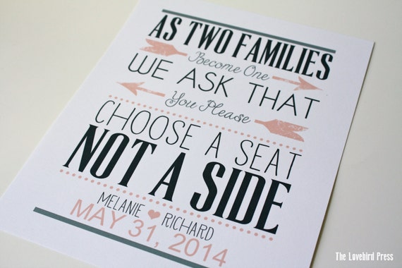 choose a seat not a side sign no seating chart printable etsy