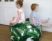 SquareFoxDesigns Green Palm outdoor pouf ottoman floor seat