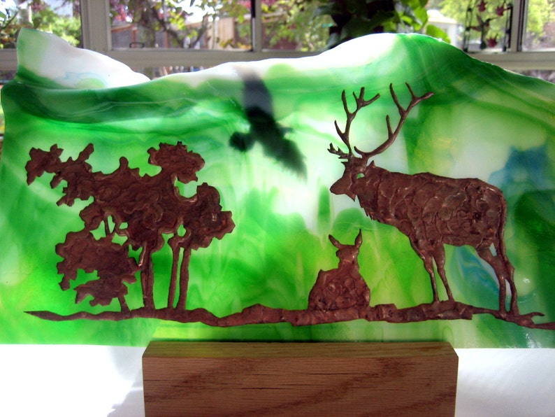 Stained Glass Deer Family Etsy
