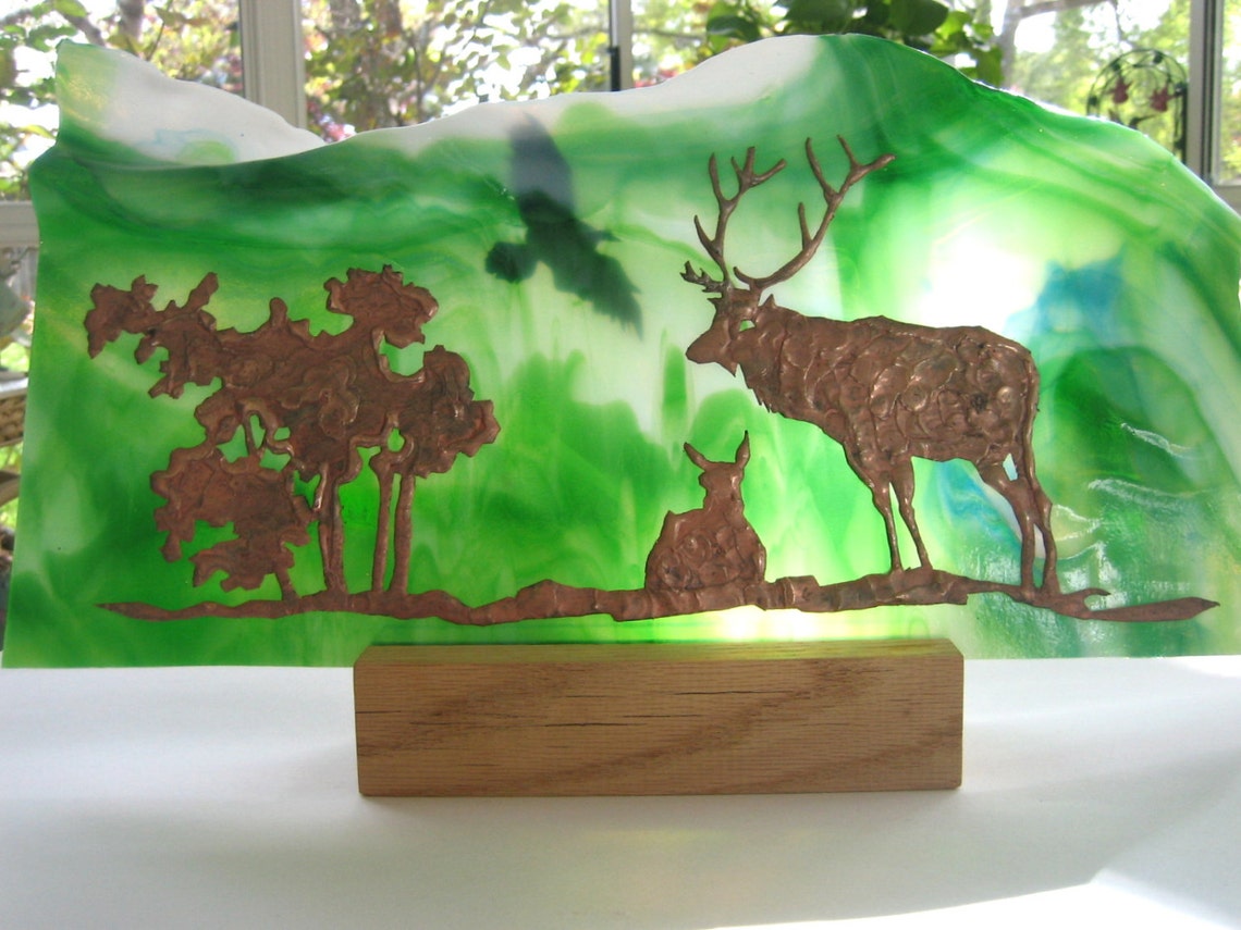 Stained Glass Deer Family Etsy