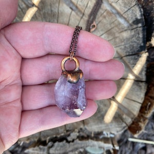 Raw amethyst electroformed necklace