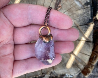 Raw amethyst electroformed necklace