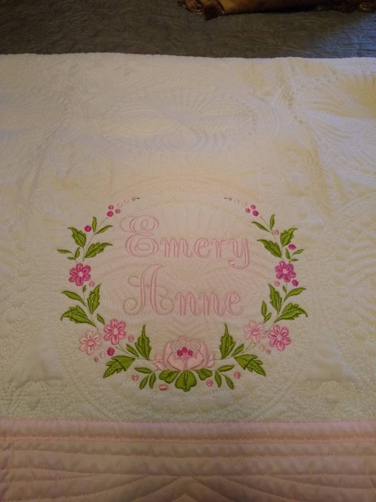 Monogramed Birth Announcement Quilt Girl or Boy Monogramed Etsy