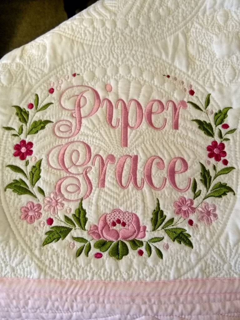 Monogramed Birth Announcement Quilt Girl or Boy Monogramed Etsy