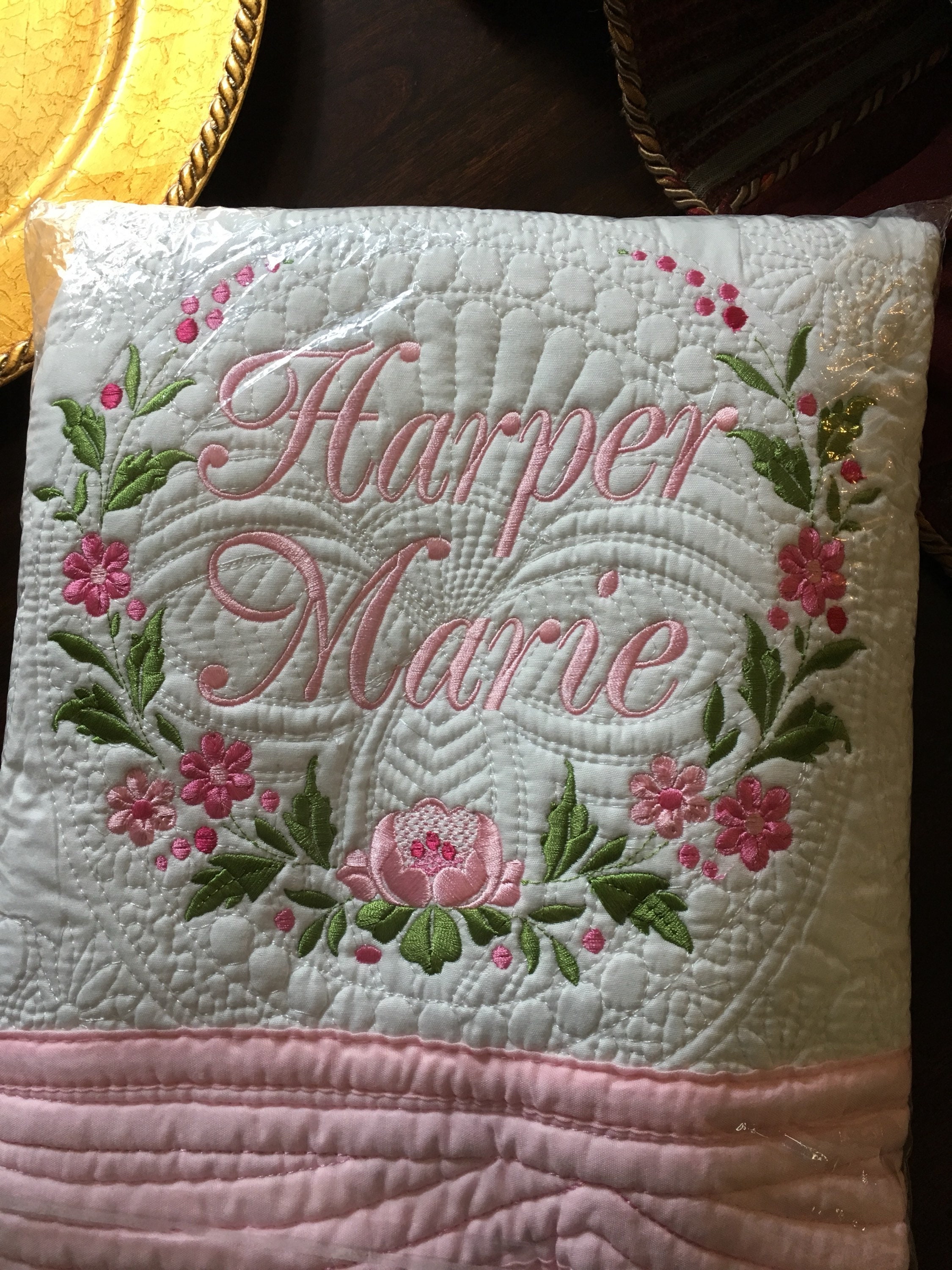 Monogramed Birth Announcement Quilt Girl or Boy Monogramed Etsy