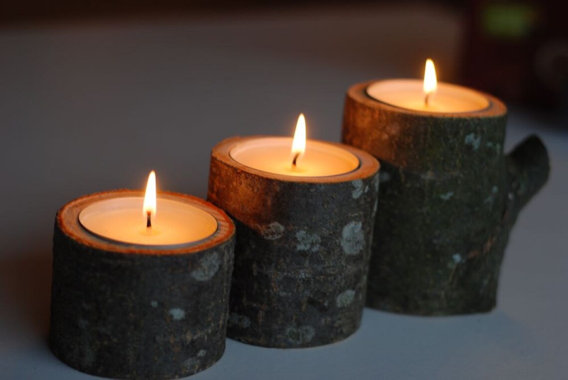Tree Branch Candle Holders Set of 3 Wooden From Natural Wood Etsy