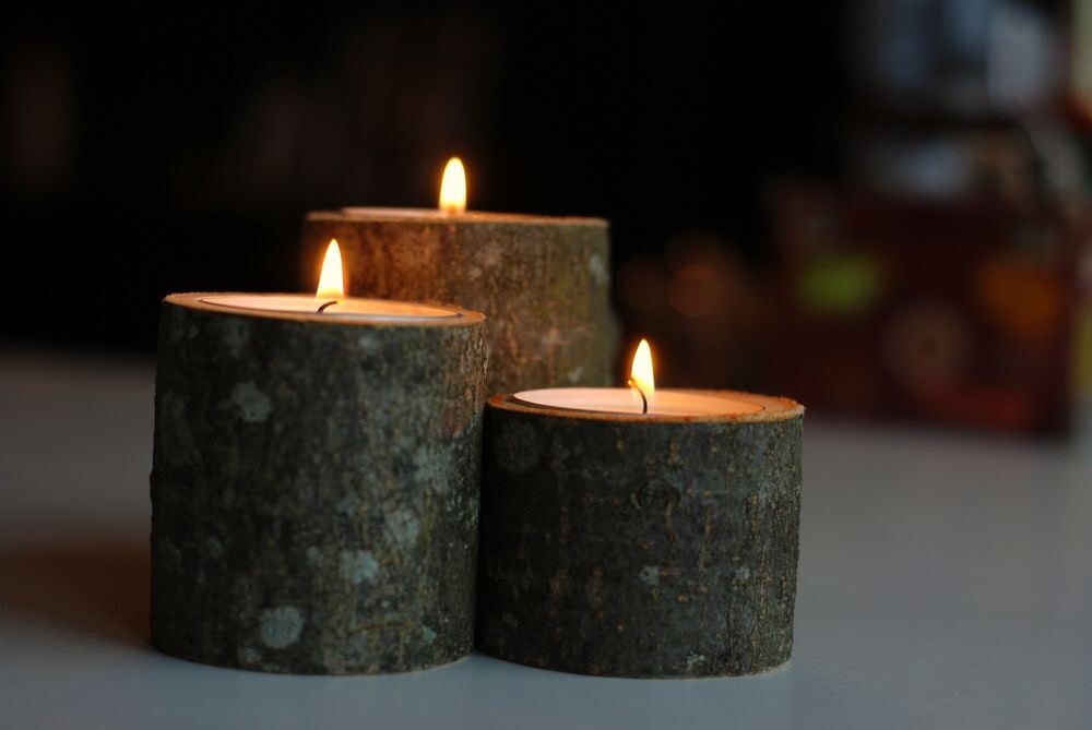 Tree Branch Candle Holders Ensemble de 3 Bois Bois Naturel , Idéal Comme Décor Mariage Rustique Wood