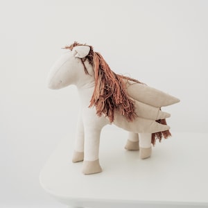 Fair trade pegasus, winged horse, al buraq, flying horse soft toy, natural