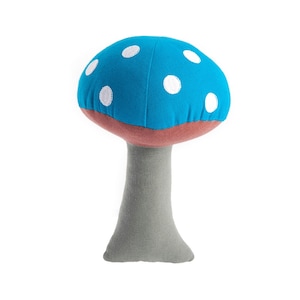 Fair trade Blue Mushroom rattle, forest, woodland Waldorf soft toy