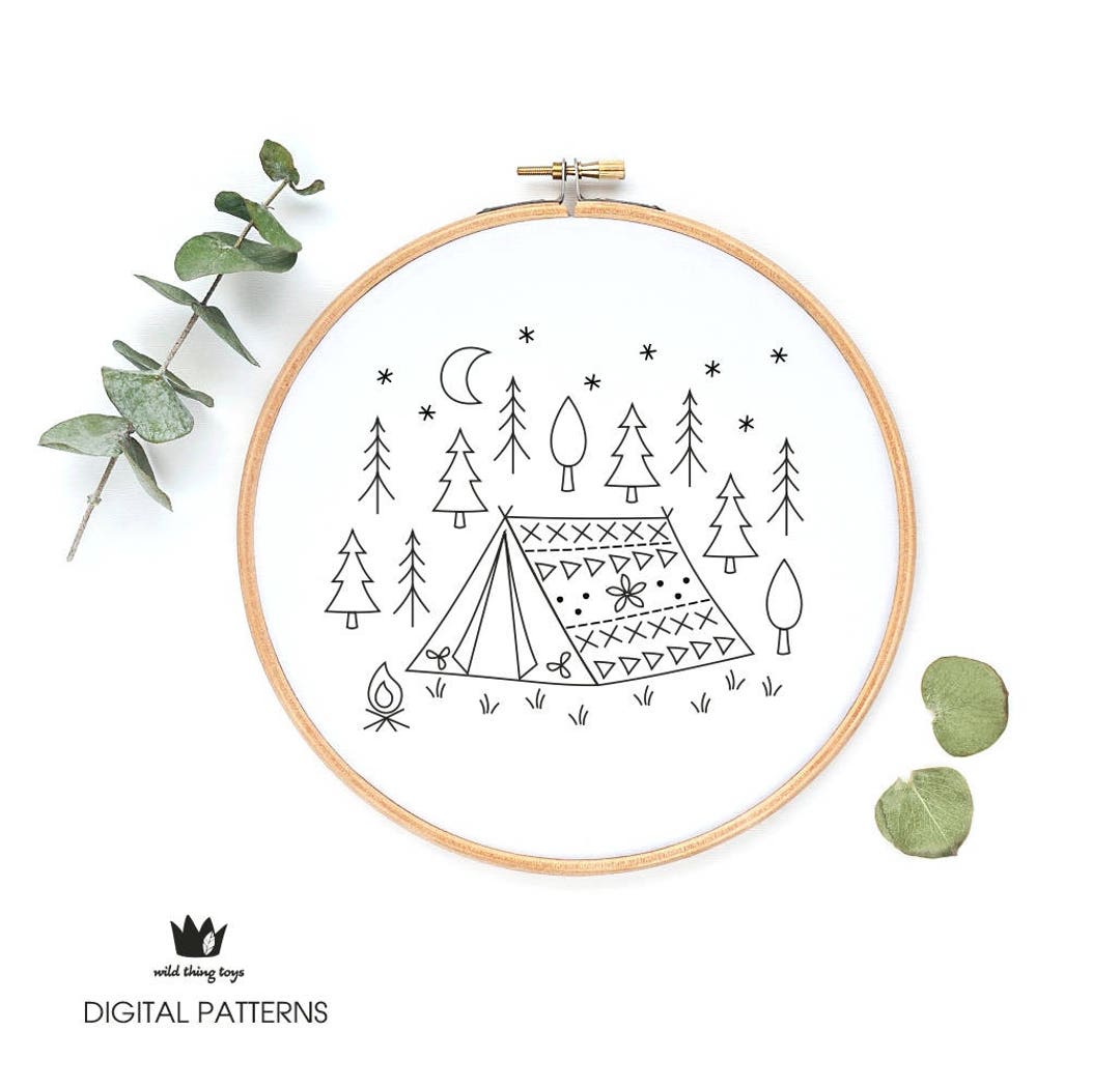 Forest, Mountain, Camping, Tent, Cute Whimsical, Woodland, Trees ...