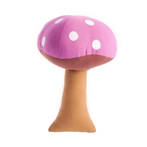 Fair trade pink Mushroom rattle, forest, woodland Waldorf soft toy