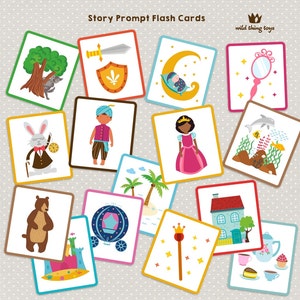 Story Time Flash-kaarten. Vertel een verhaal over de visuele ingevingskaarten van kinderen.