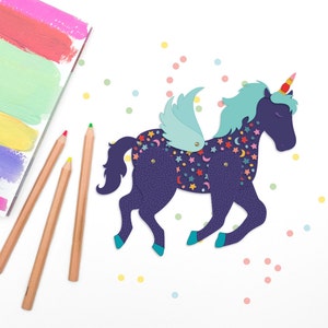 PRINTABLE VERSION of the Articulated Paper Unicorn Toy with wings
