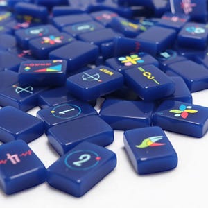 Navy Architectural Mahjong Tile Set