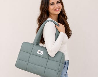 Puffer Tote for Mahjong Racks and More - Sage Green