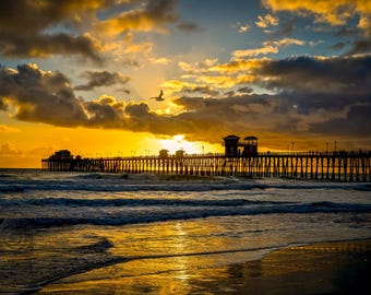 Oceanside Pier Sunset – Captivating Coastal Photography Print
