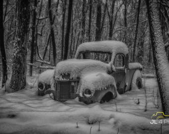 1948 International Truck - Snowed In - Artist Filter - Printed on Pro Paper