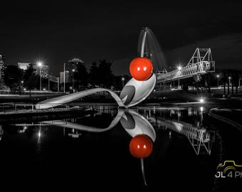 Spoonbridge and Cherry at Night – Iconic Minneapolis Sculpture Photography Print