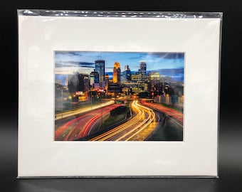 Vein of Minneapolis - Minneapolis Skyline Sunset - 5X7” Matted to 8X10”
