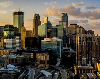 Minneapolis Skyline Sunset Panoramic
