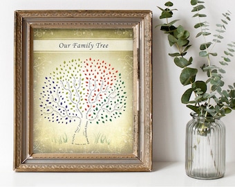Árbol genealógico personalizado con padres, abuelos y bisabuelos