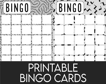 Printable Bingo Cards Black and White Fill-in Blank | DIY Bingo Card | Editable Bingo | Instant Download | Party Games