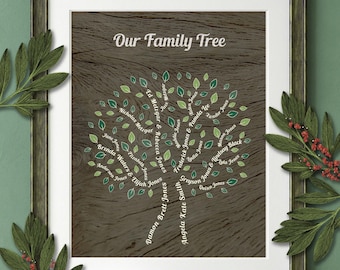 Personalized Family Tree Wall Art Digital Download | 1 to 20 names