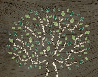 Custom Family Tree 11x14 Print with Driftwood Background